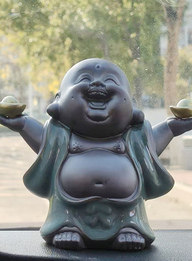 陶瓷招财弥勒佛可养茶宠摆件