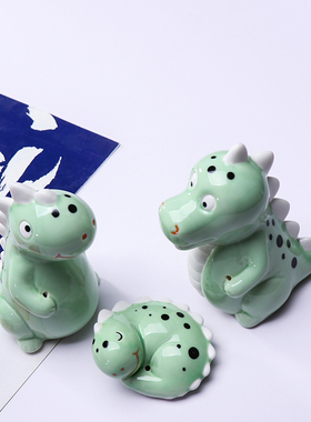 手工陶瓷卡通可爱风动物桌面摆件