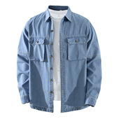 牛仔长袖 衬衫 男士 8985日系潮流工装 翻领时尚 文艺休闲宽松上衣外套