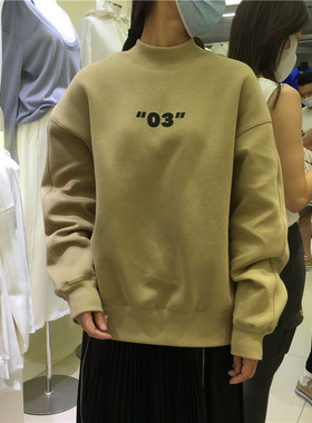 WUZHI 秋冬新款女装韩版宽松百搭数字高领长袖加厚卫衣女k-77284