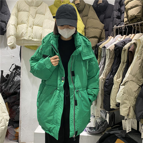 TY1980冬季新款女装韩版宽松休闲连帽中长款羽绒服女外套213196