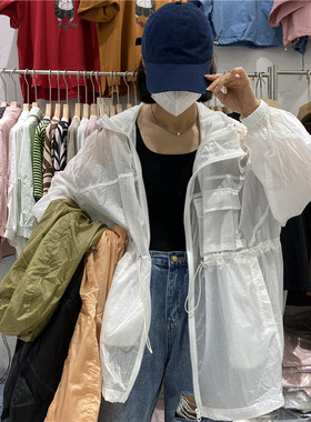 TYJR 夏季新款韩版宽松连帽时尚中长款防晒服防晒衣女薄外套86125