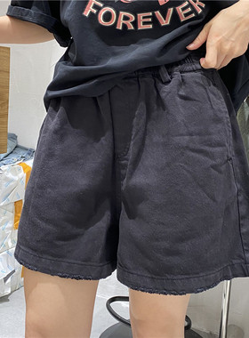 TY1980裤子夏季2024新款女装松紧腰宽松破洞休闲阔腿短裤女95219