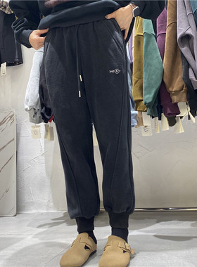 TY1980 冬季新款2023韩版松紧腰宽松休闲加绒加厚束脚卫裤女87850