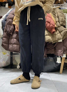 TT TY1980冬季新款2023韩版宽松运动休闲加绒加厚束脚卫裤女85806