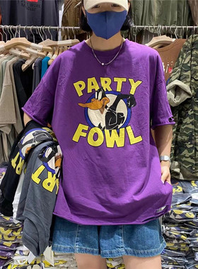 TY1980夏季新款2023韩版宽松圆领时尚破洞卡通印花短袖T恤女83262