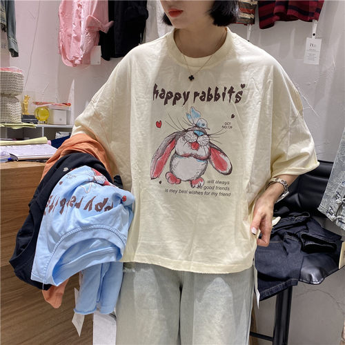 TYJR宽松短款短袖T恤女2024新款