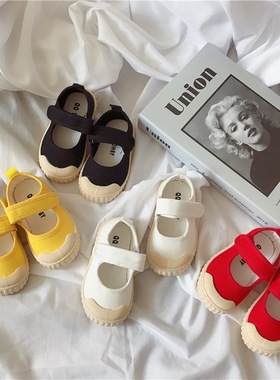 女童帆布鞋夏韩版洋气男女宝宝软底单鞋一脚蹬幼儿园室内鞋小白鞋