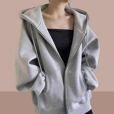 25春秋冬季0新款女卫衣开衫外套胖mmOER大士2码女装加绒加厚上衣