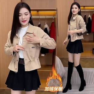 绒加厚外套KUN女2042冬季 开衫 新款 长袖 洋加气收腰短小个子 修身 款