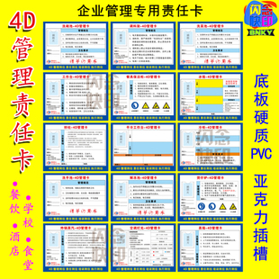 4D厨房管理卡餐饮学校食堂酒店炒灶蒸箱空调灯光工作台责任卡定制
