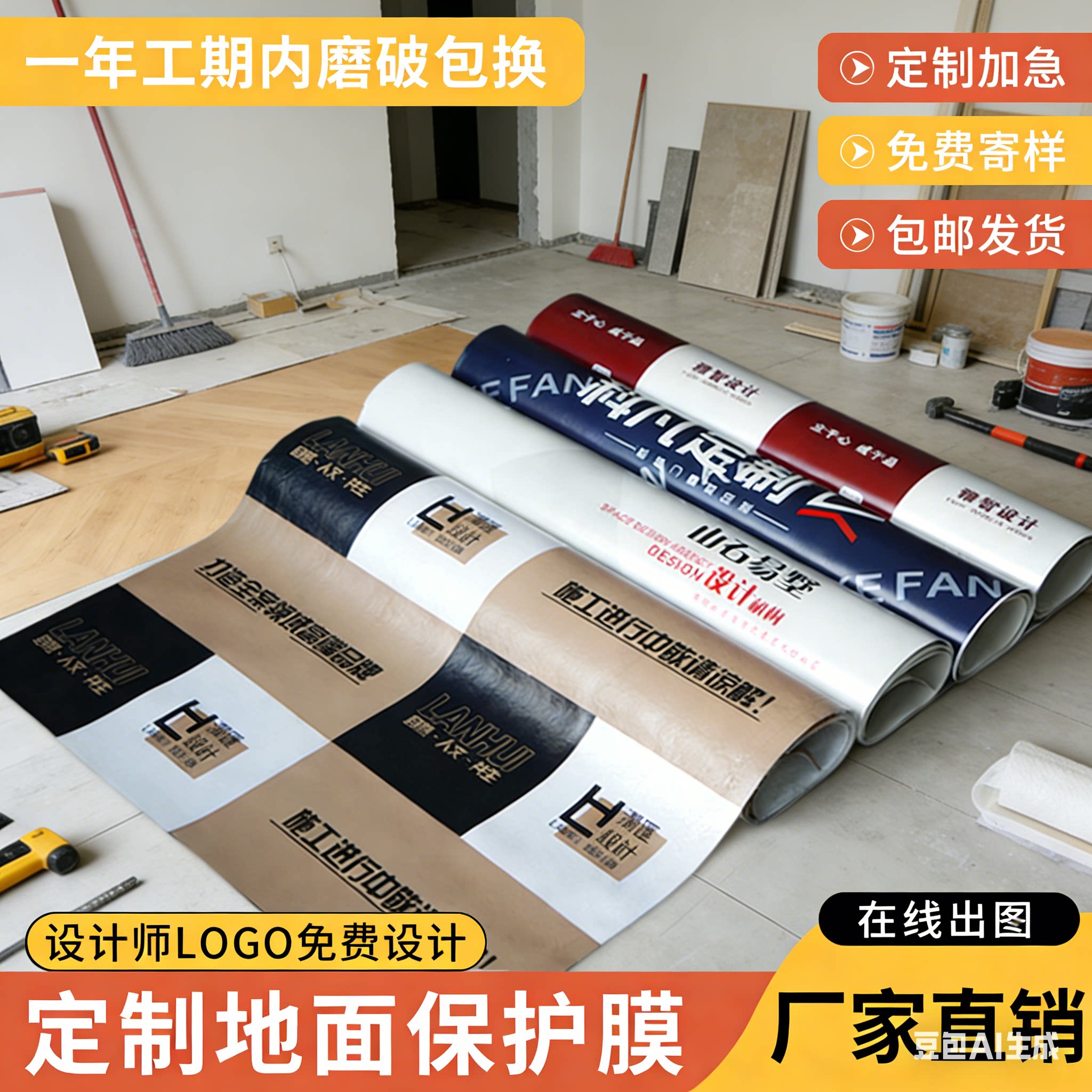 装修地面保护膜地膜定制字瓷砖防护膜铺木地板地砖防潮膜地垫定做
