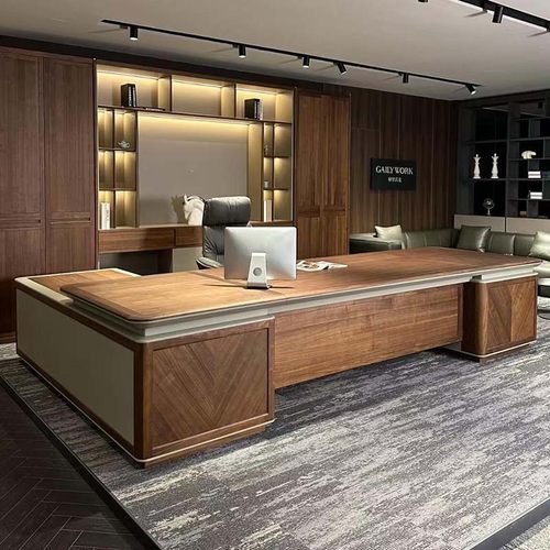 新中式黑胡桃办公桌大班台