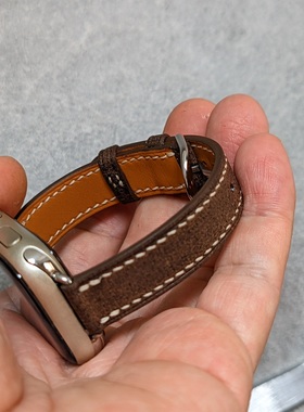 适用AppleWatchS987苹果手表真皮女式表带iWatch65SE代ultra2极细