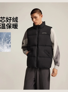 正品李宁2026冬季新品韦德男保暖宽松防泼水鹅绒羽绒马甲AMRV079