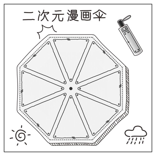 樱曼二次元黑胶晴雨两用动漫伞