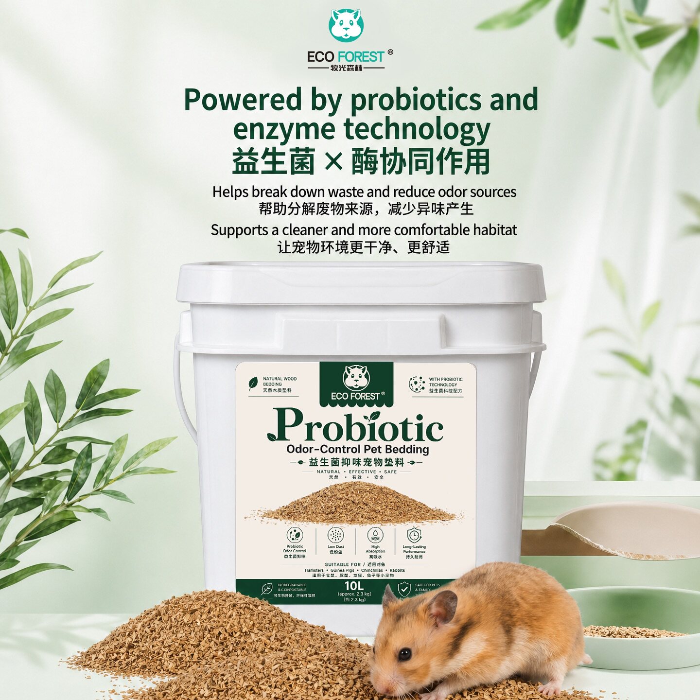 牧光森林仓鼠木屑益生菌分解除臭宠物垫料无尘吸水木片造景用品图片