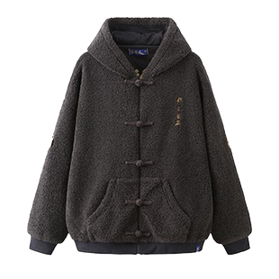 秋冬新款【邪不压正】中国风国潮重磅刺绣毛绒连帽卫衣外套