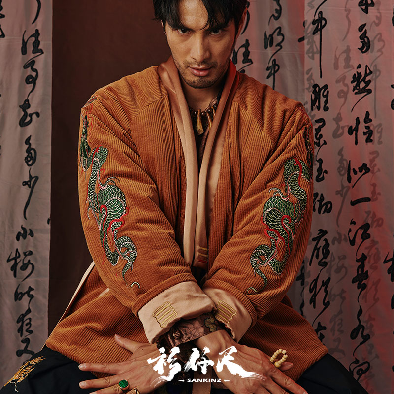 五龙戏珠中国风棉服汉服外套加厚