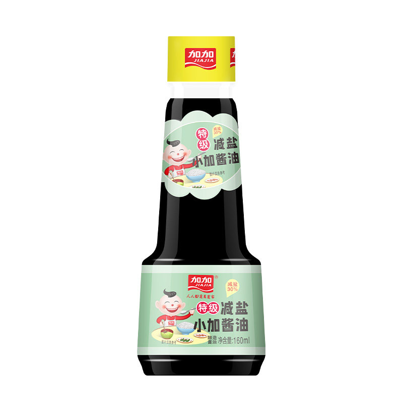 加加特级减盐小加酱油160ml减盐30%小玻璃瓶装精选原料调味品图片