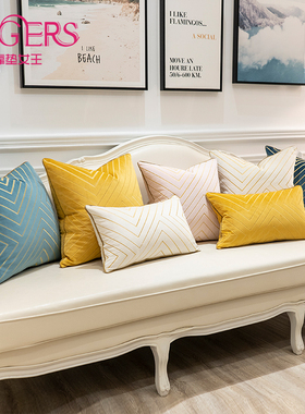 简约现代轻奢客厅沙发靠枕靠垫抱枕套正方形腰枕含芯定制黄色抱枕