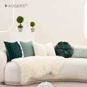 绿色千鸟格花边抱枕ins风异形沙发靠垫客厅轻奢简约现代靠枕靠背