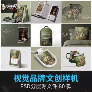 文创提案书包口罩艺术品牌VI应用周边设计作品展示样机PSD素材PS
