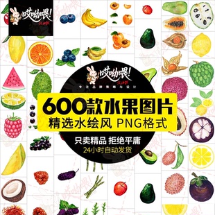 手绘水彩水墨水果蔬菜美食餐饮插画海报PNG免抠PSD分层PS素材模板