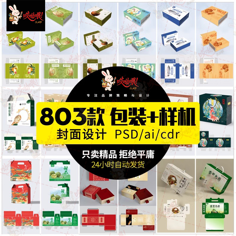 纸盒礼盒平面封面模板设计包装样机包装盒展开贴图效果图PSD素材