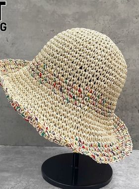 香港I.Tgreg2026新款女士遮阳防晒太阳帽海边度假盆帽草编渔夫帽