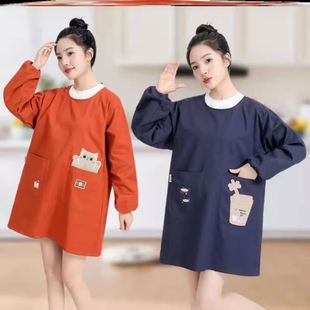 羽绒服罩衣围裙上档次的美甲店用日系厨房防水2023新款网红森系棉