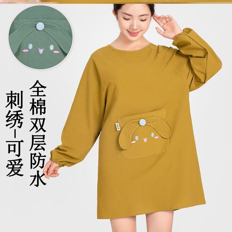 纯棉围裙100布全棉厨衣超好看的韩式多巴胺工厂车间可擦手的罩衣