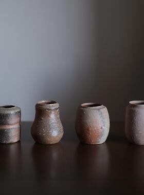 日本陶艺柴烧粗陶手工小摆件