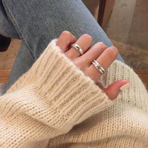 S925纯银戒指泥鳅背光面食指戒