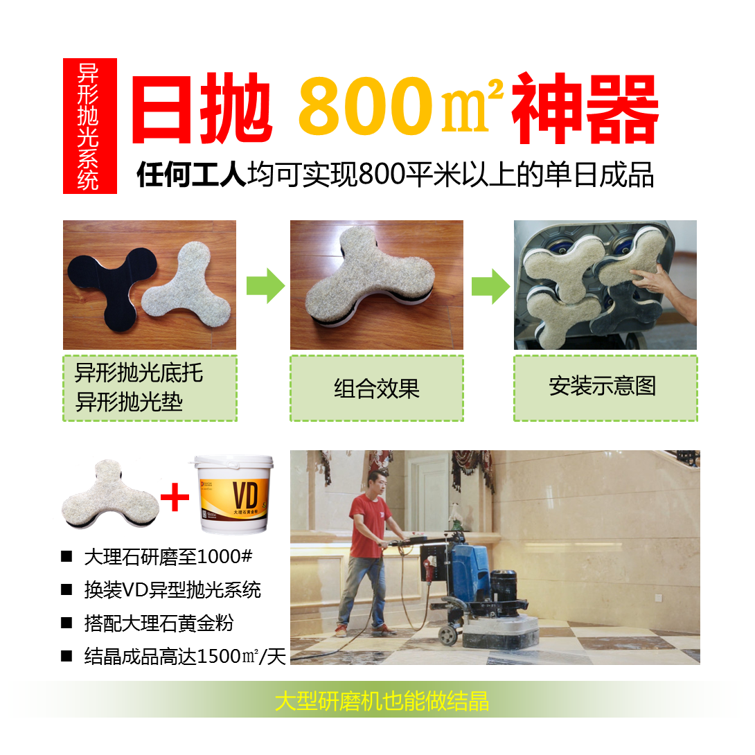 石材结晶抛光垫结晶成品800㎡/天