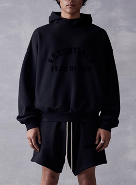 正品现货FOG Fear of God Essentials 23款圆弧Logo印花连帽卫衣