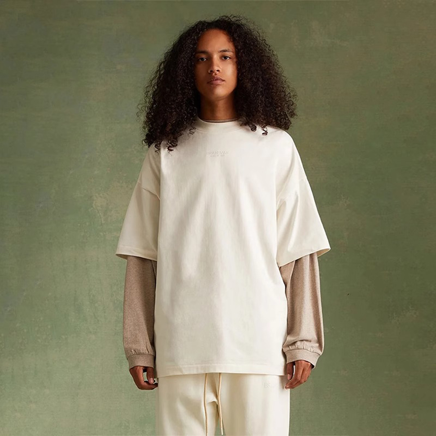 弹跳潮人FOG Fear of God Essentials 23FW云系列纯色字母短袖T恤