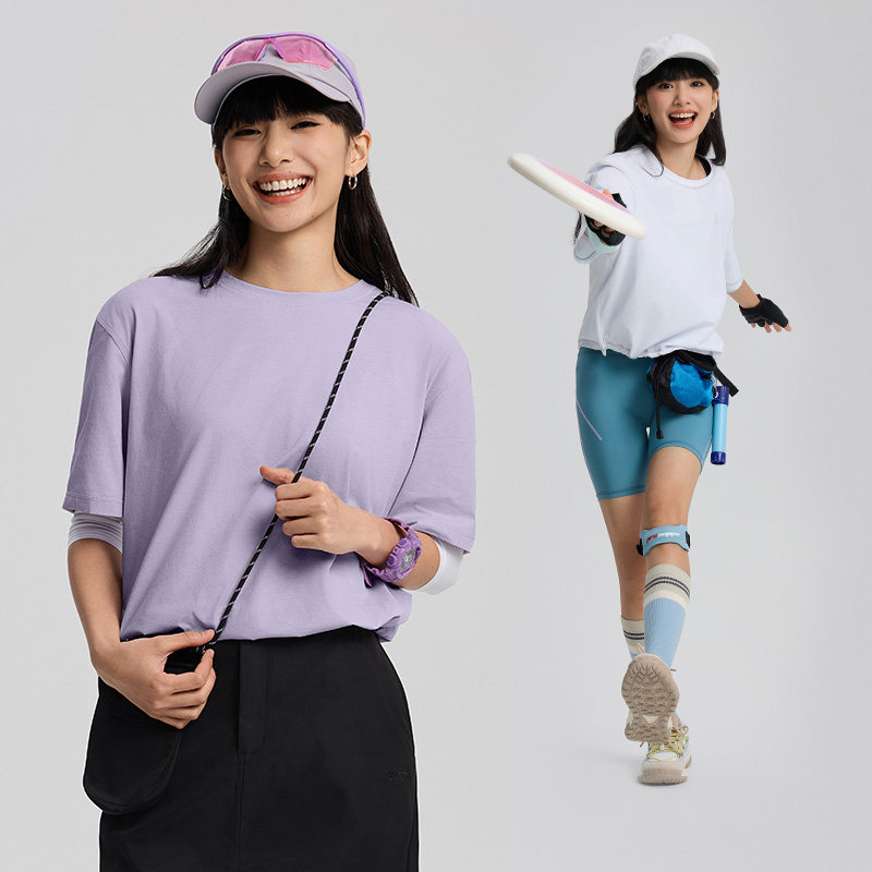 TECTOP/探拓户外女士夏季短款速干短袖T恤运动宽松透气防晒upf50+