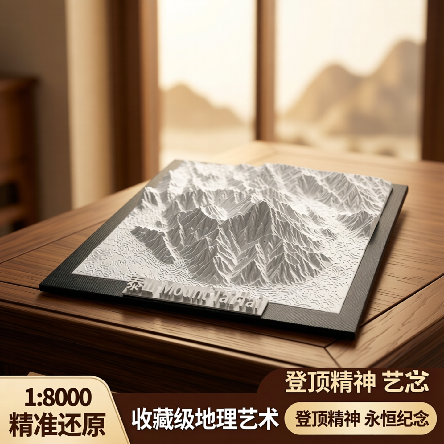 创意泰山3D立体模型地图旅游留念泰山地形图航拍1:8000桌面摆件