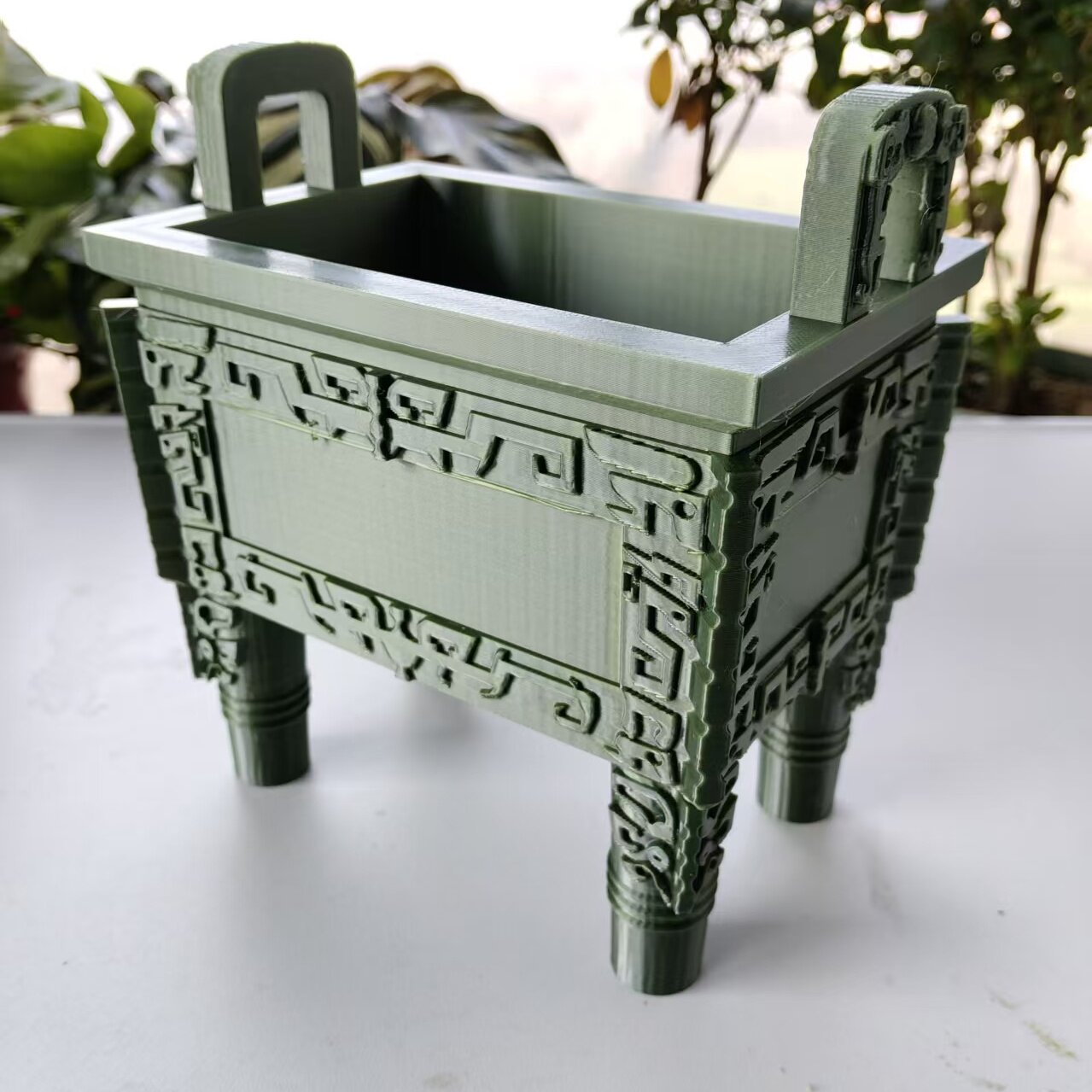 3D打印定制仿古青铜器青铜方鼎模型白模国潮风格桌面艺术摆件