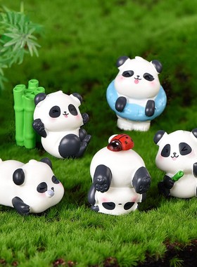 树脂小熊猫可爱卡通园艺竹子