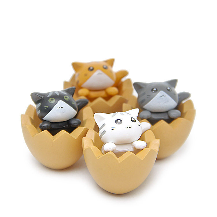 萌款蛋壳猫咪迷你手办diy微景观园艺造景公仔创意蛋糕饰品装饰