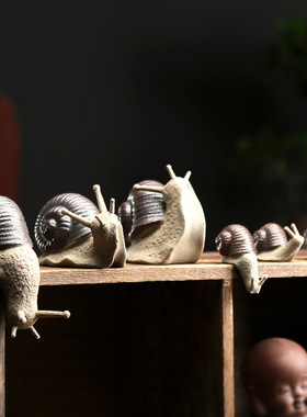 陶瓷禅意风微景观蜗牛园艺桌摆