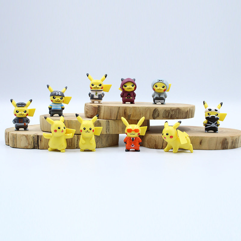 10款整套迷你皮卡丘小摆件宠物小精灵治愈系小公仔口袋微景观玩偶
