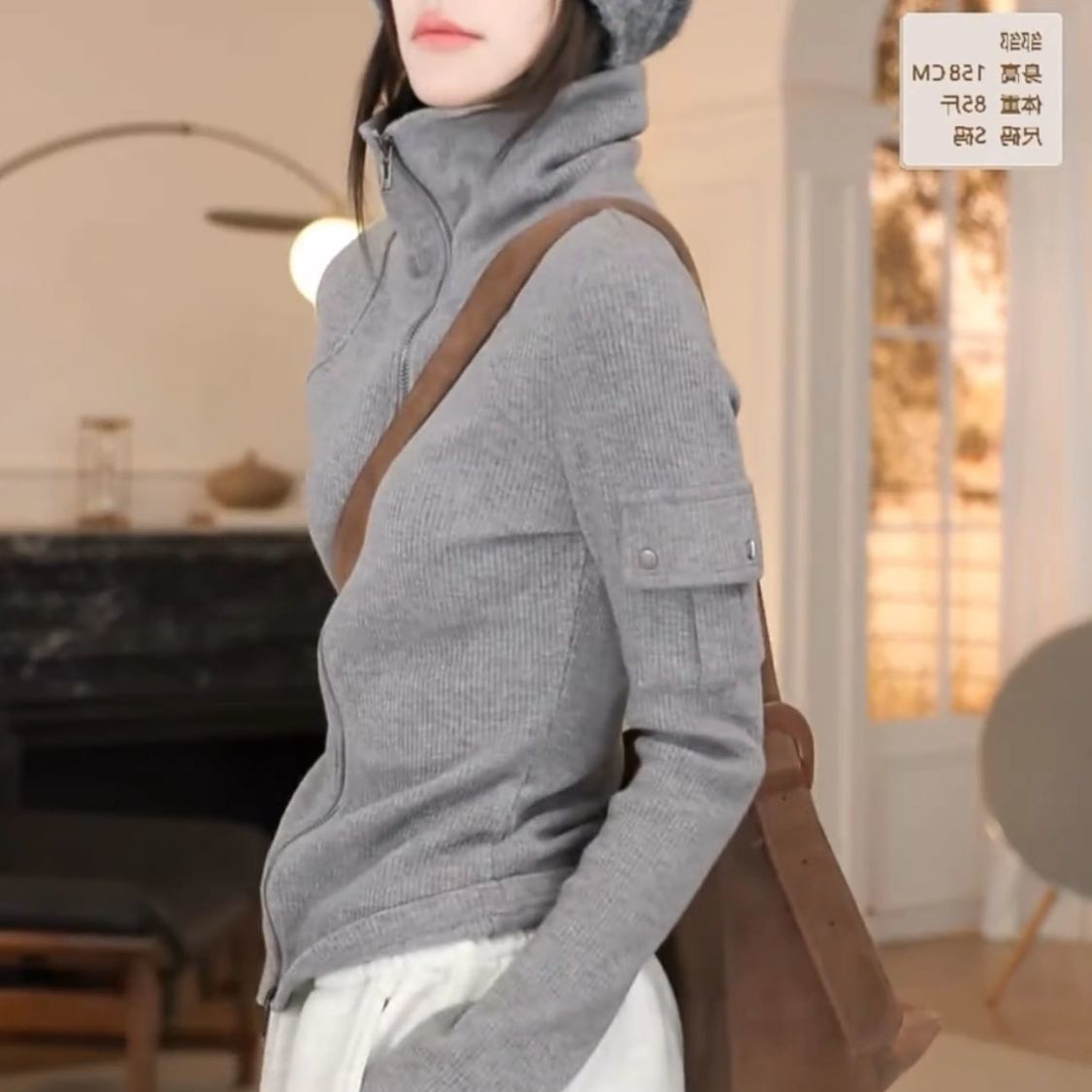 早秋大码新品双拉链休闲百搭卫衣运动纯色开衫高领时尚外套