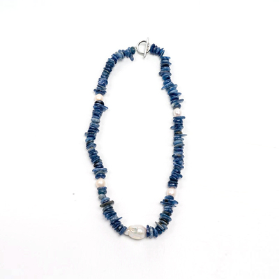 蓝青金石巴洛克天然珍珠手工串