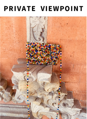 6色私人观点仙气精致手工水晶串珠度假卡包零钱包婚宴斜跨包