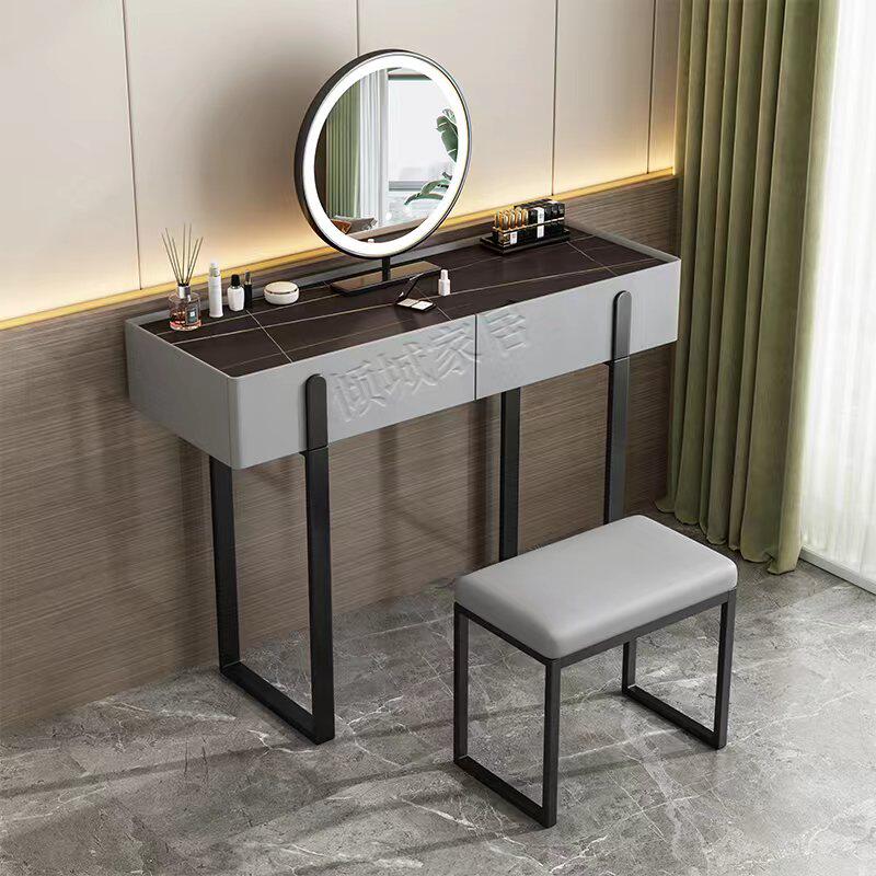 轻奢现代简约皮质奢华梳妆台网红化妆台简易北欧卧室全实木化妆u.