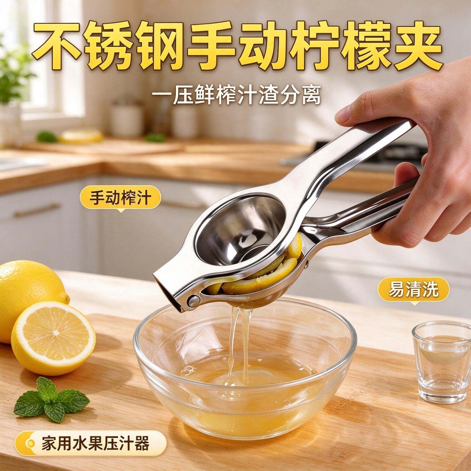 依晓凡不锈钢手动柠檬夹省力