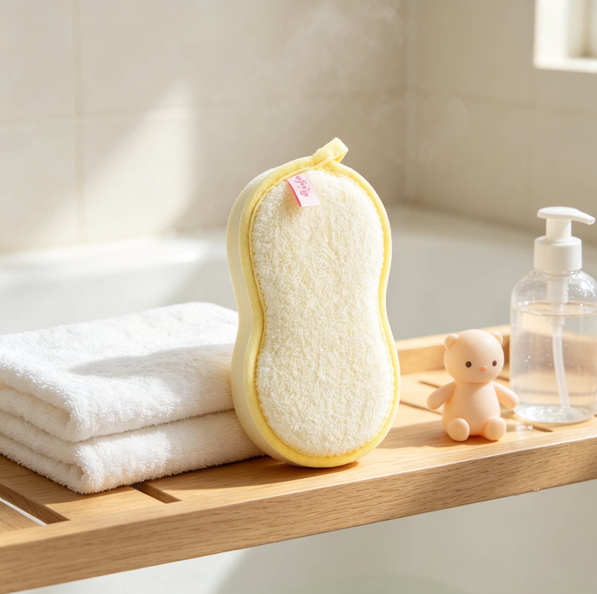 韩国进口婴儿沐浴海绵ocean towel婴儿洗浴搓澡海绵7X15CM